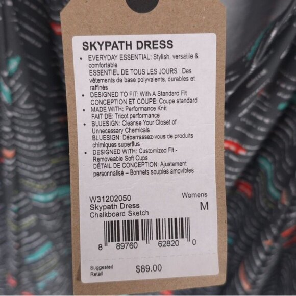 NWT PrAna Skypath Chalkboard Sketch Open Back Shelf Bra Dress MEDIUM - Picture 12 of 13